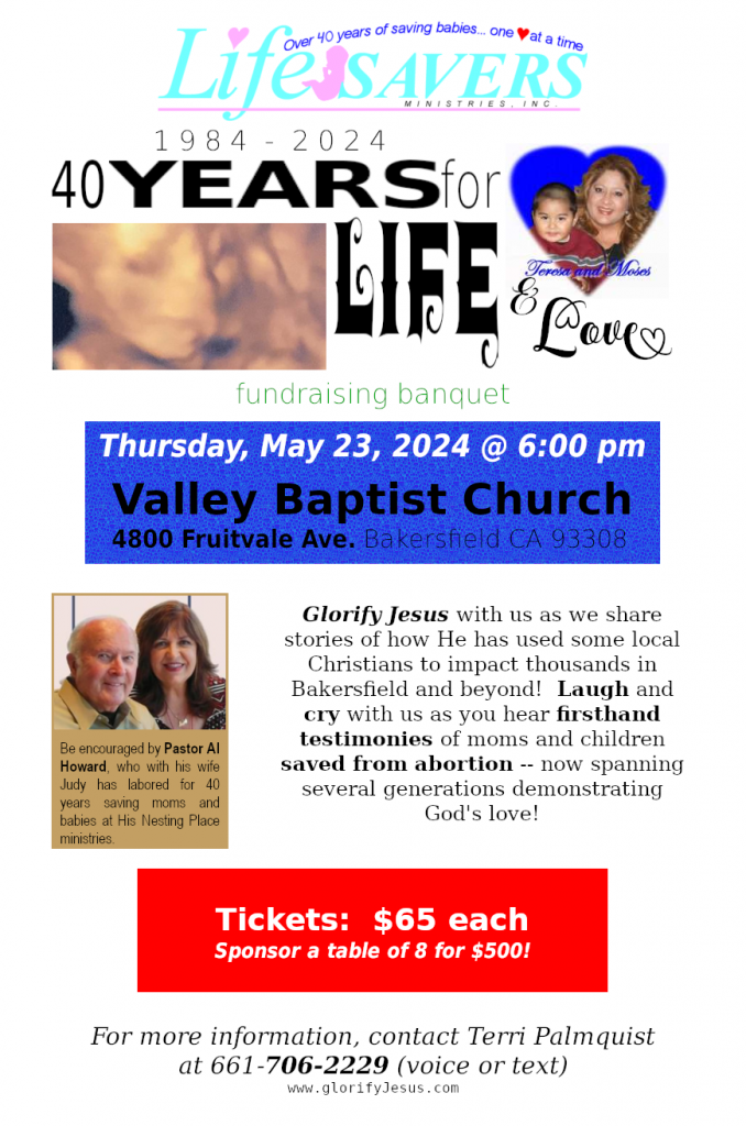 Life Savers Ministries 40th Anniversary celebration May 23, 2024 at 6 pm